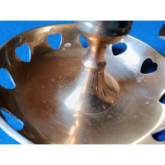 Vintage Scandinavian Brass Mid-century Heart Border Candle Holder - Picture 3 of 5